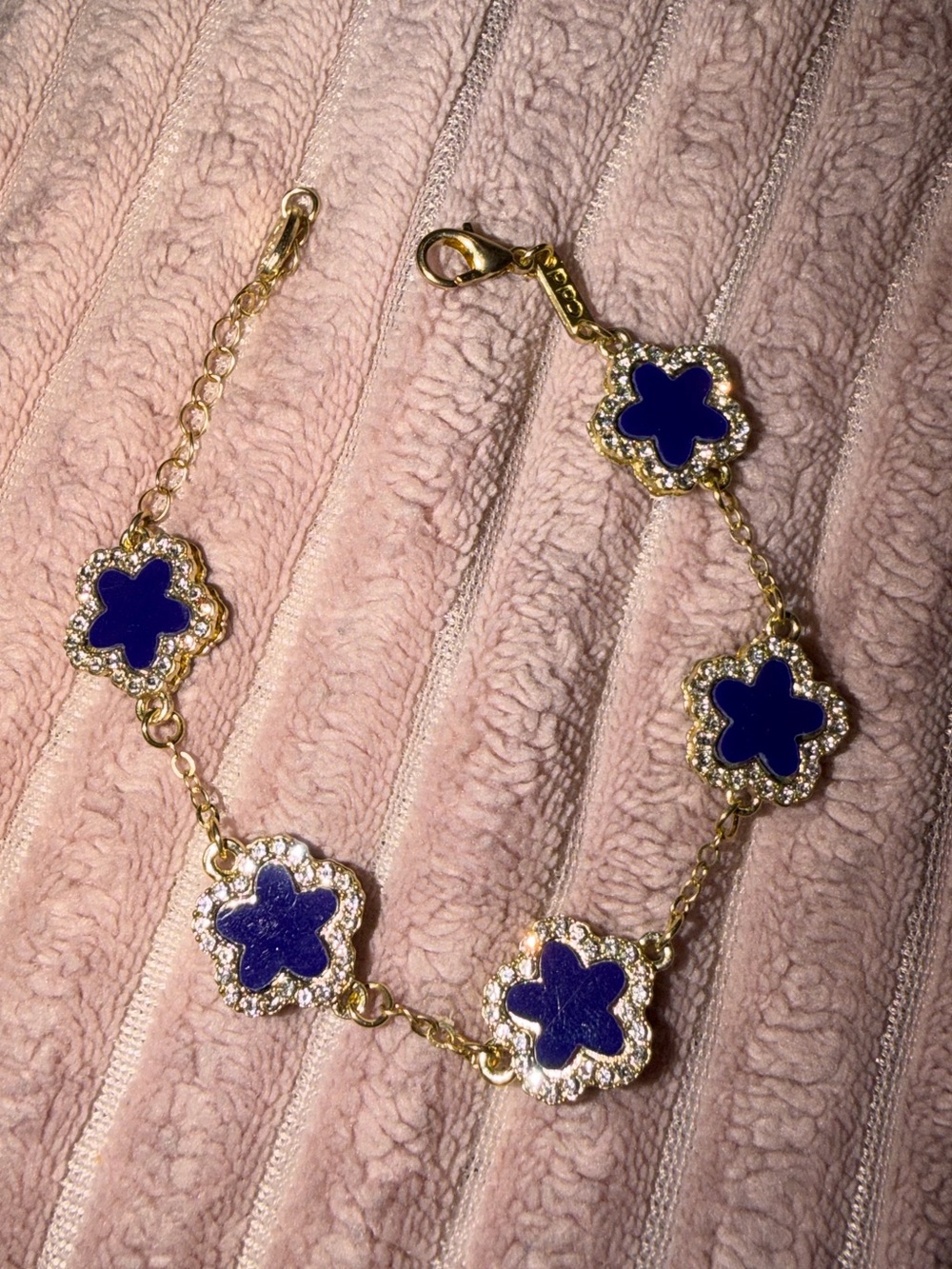 Target Gold-Tone Bracelet with Dark Blue Clover Charms